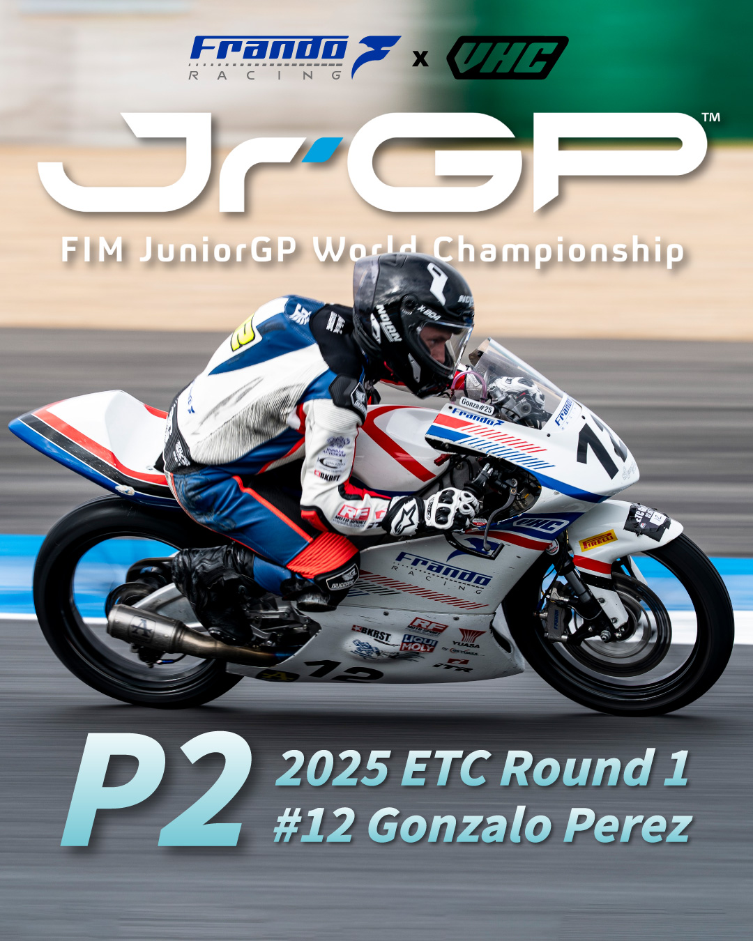 FIM Junior GP，2025 ETC Round 1，揭幕战斩获第2，#12 Gonzalo Perez